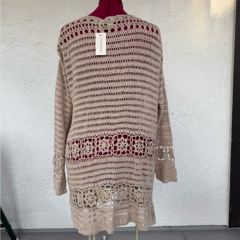 Sundance Catalog Tan Crocheted ‘Fosette’ Cardigan - Picture 3 of 9